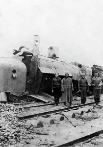 Railroading: Destroyed Russian armored train, 1917