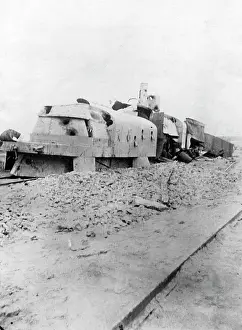 Railroading: Destroyed Russian armored train, 1917