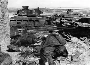 Kharkiv: Destroyed Soviet tanks at Kharkov, 1943