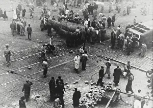 Rebellions: Destroyed Stalin monument in Budapest during the Hungari