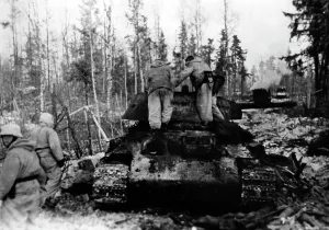 Burned: Destroyed T-34 at Lake Ilmen, 1943
