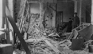 Dynamite: Destroyed telegraph room after a dynamite attack, 1921
