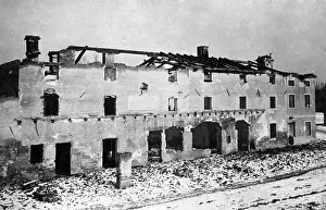 Soca: The destroyed town hall of Grisolera, 1918