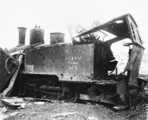 Peronne: Destroyed train engine WWI