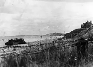 Deauville: Destroyed transport ship after landing in Normandy, 1944