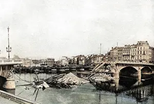 Lige: Destruction of the bridge at Licge, Belgium