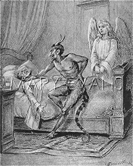 Bartering: Devil collects debt of the soul of a dying man