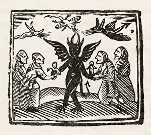Cavort: Devil dancing with worshippers at Sabbat