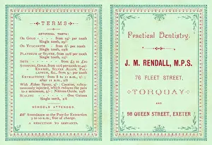 Fees: Devonshire dentist's trade card and price list