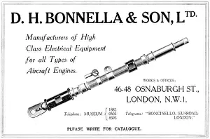 Bonella: D.H.Bonella Electrical Equipment For Aircraft 1929