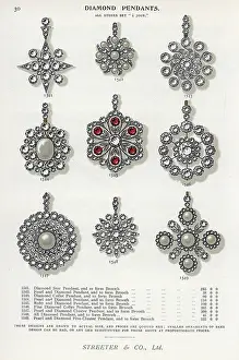 Streeter: Diamond pendants and brooches with pearl and ruby