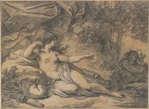 Acteon: Diana and Acteon, 1778, Black chalk heightened