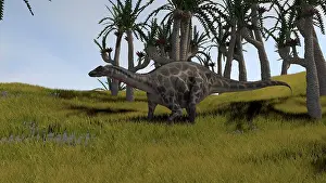 Diplodocid: Dicraeosaurus in a savanna landscape