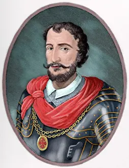 Arturo: Diego Hurtado de Mendoza (1503-1575). Engraving. Colored