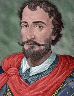Mendoza: Diego Hurtado de Mendoza (1503-1575). Portrait. Engraving. C