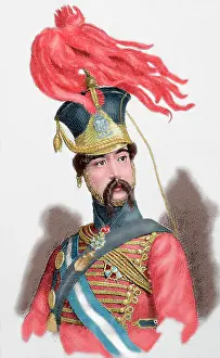 Carlist: Diego de Leon, Count of Belascoain (1807-1841). Colored engr