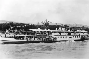 Pennant: Diesel powered ship on the Danube, 1939
