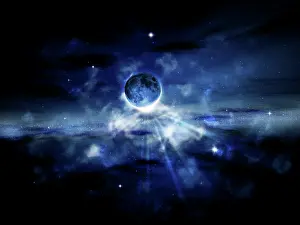 Illusion: Digitally generated image of a planet in outer space