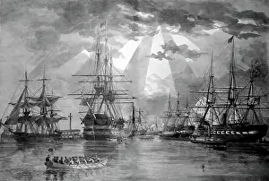 Rowboat: Digitally restored vector photo of U.S. Naval
