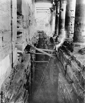 Crumbling: Dilapidated Philae temple interior