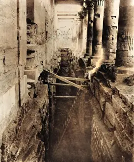 Crumbling: Dilapidated Philae temple interior
