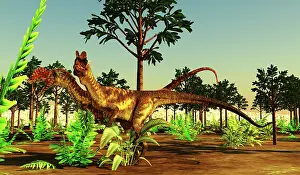 Wetherilli: Dilophosaurus dinosaurs in a forest of Cordaites