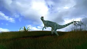 Sinemurian: Dilophosaurus in a grassy field