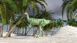 Sinemurian: Dilophosaurus hunting in an arid climate