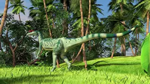 Sinemurian: Dilophosaurus hunting in a prehistoric environment