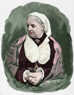 Brooch: Dinah Craik (1826-1887). Engraving. Colored