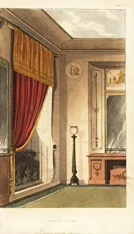 Alcove: Dining-room window curtain and sideboard in the