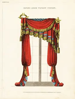 Valance: Dining room window curtains, Regency style