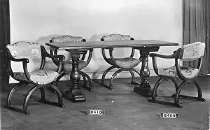 Respectively: Dining table and chairs