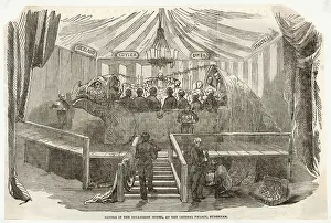 Dine: Dinner in the Iguanodon Model, at the Crystal Palace 1858