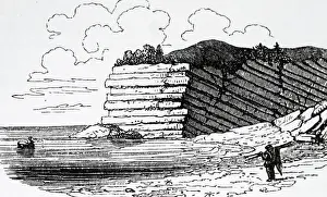 Strata: Dip and Strike. Section of curved strata at St