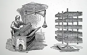 Hung: Dipping tallow candles, left, and frame of dips