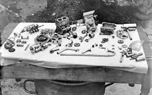 Motorcycling: dis-assembled motorcycle engine