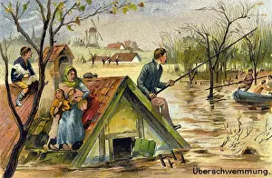 Gage: disasters, floods, flood, collection card, lithograph