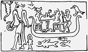 Gilgamesh: disasters, floods, illustration of a flood, drawing