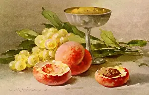 Klein: Dish with Peaches and Grapes