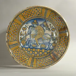 Maiolica: Dish: Turkish rider