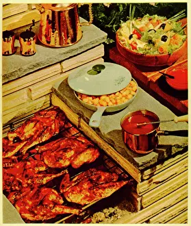 Salad: Display of barbecue food