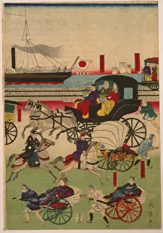 Rickshaws: Display of vehicles in Takanawa, Tokyo