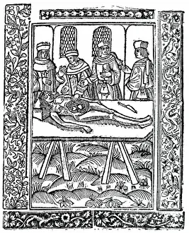 Diagram: A dissection. From an early 16th century woodcut