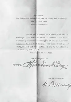 Dissolve: Dissolution decree of the Reichstag, 1930