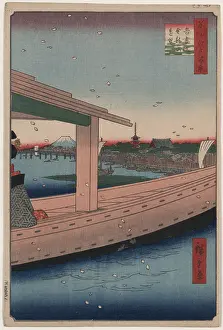 Azuma: Distant view of Kinryuzan Temple and Azuma Bridge