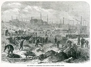 Unemployed: Distress in Lancashire: mill-hands work on Preston Moors