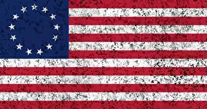 Textured: A distressed version of the 13 star Betsy Ross American flag