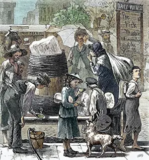 Harper: Distributing Ice Water, Heat Wave, NYC, 1872