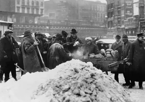Ploughs: Distribution of bread to unemployed persons during the Great